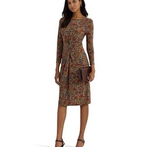 Ralph Lauren Elegant Long Sleeve Dress in Earth Tones